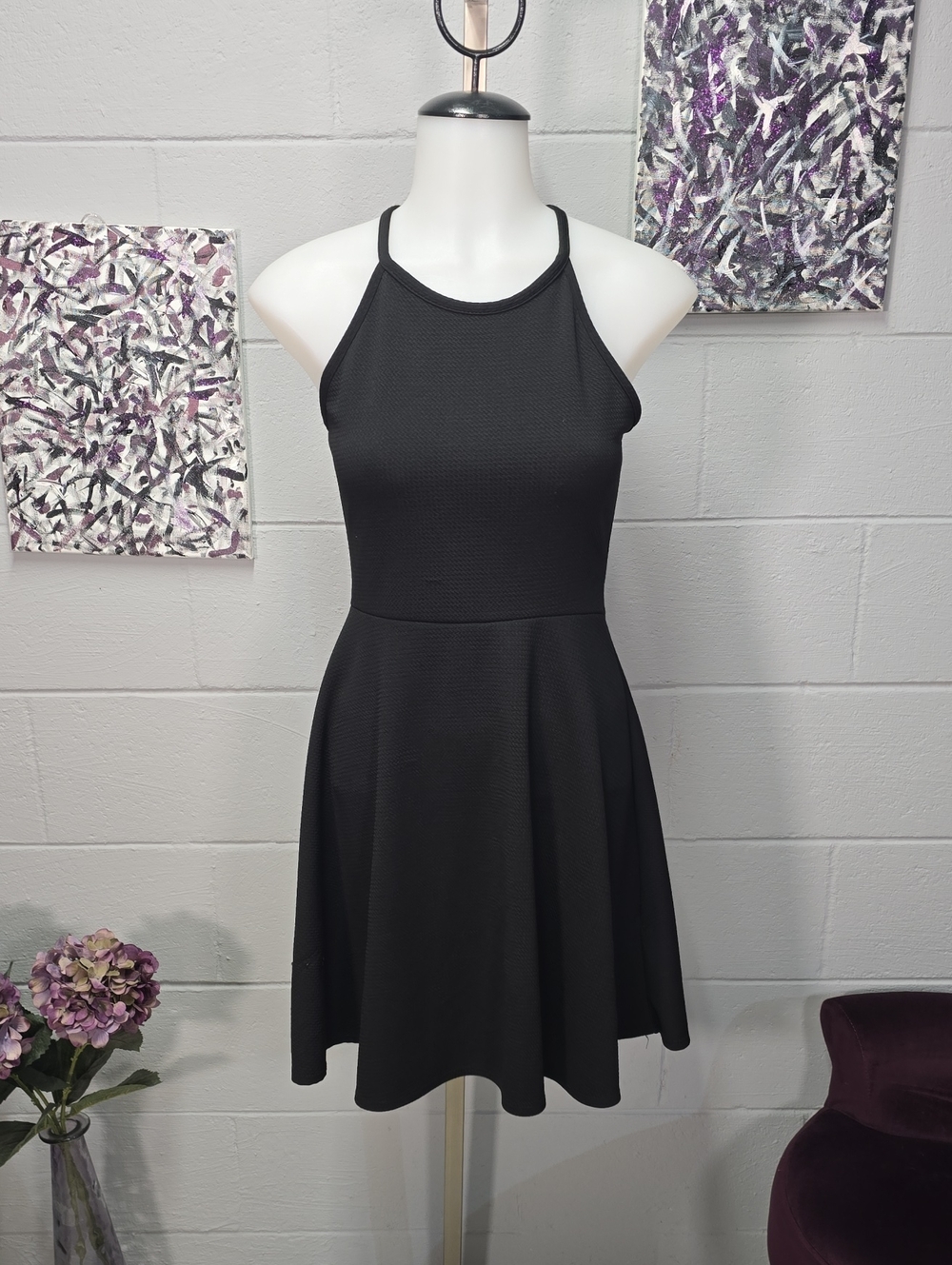Olivia Rae Black Halter Fit-and-Flare Mini Dress